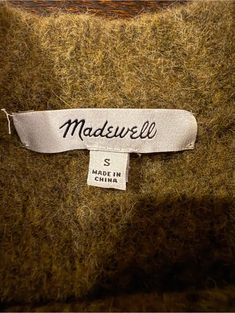 Madewell Belfiore Ribbed Pullover Sweater Heathered Fern Wool Camel Hair S - Picture 4 of 16